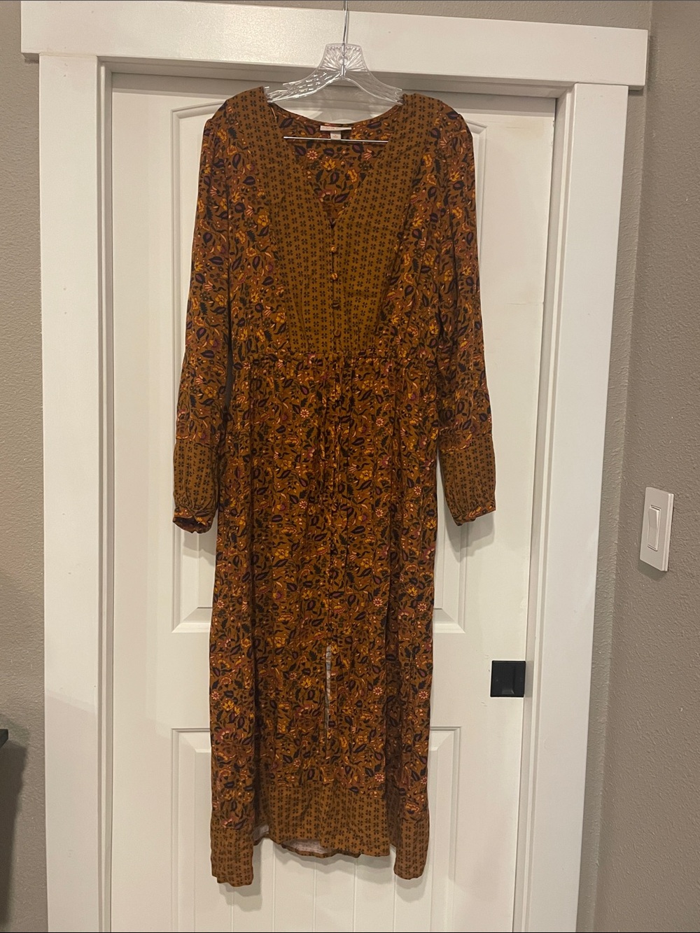 Knox Rose Rust Floral Long Sleeve Maxi Dress